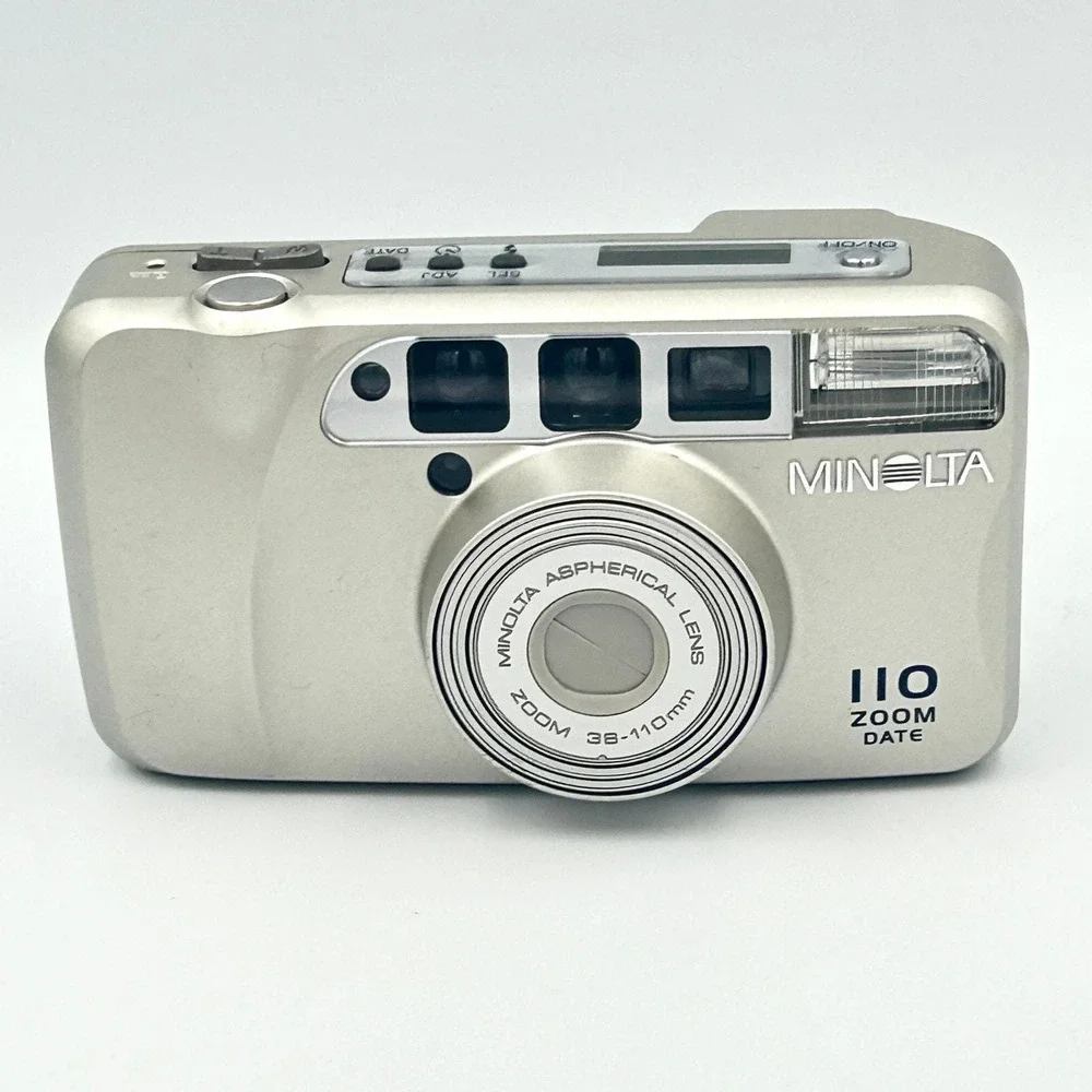 Vintage Minolta 110 Zoom 35mm‎ Film Camera Point & Shoot Silver TESTED Working